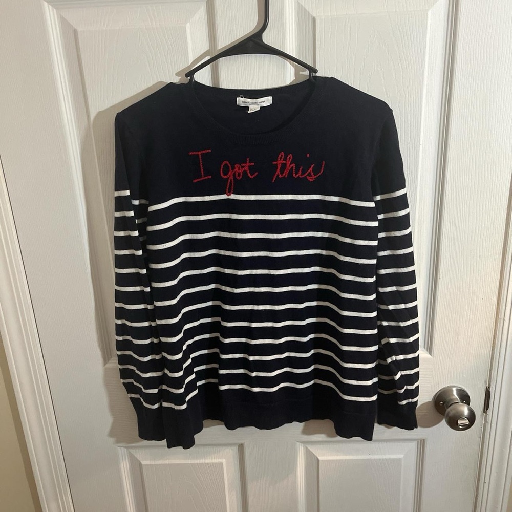 beachlunchlounge Navy Sweater with Red Embroidery